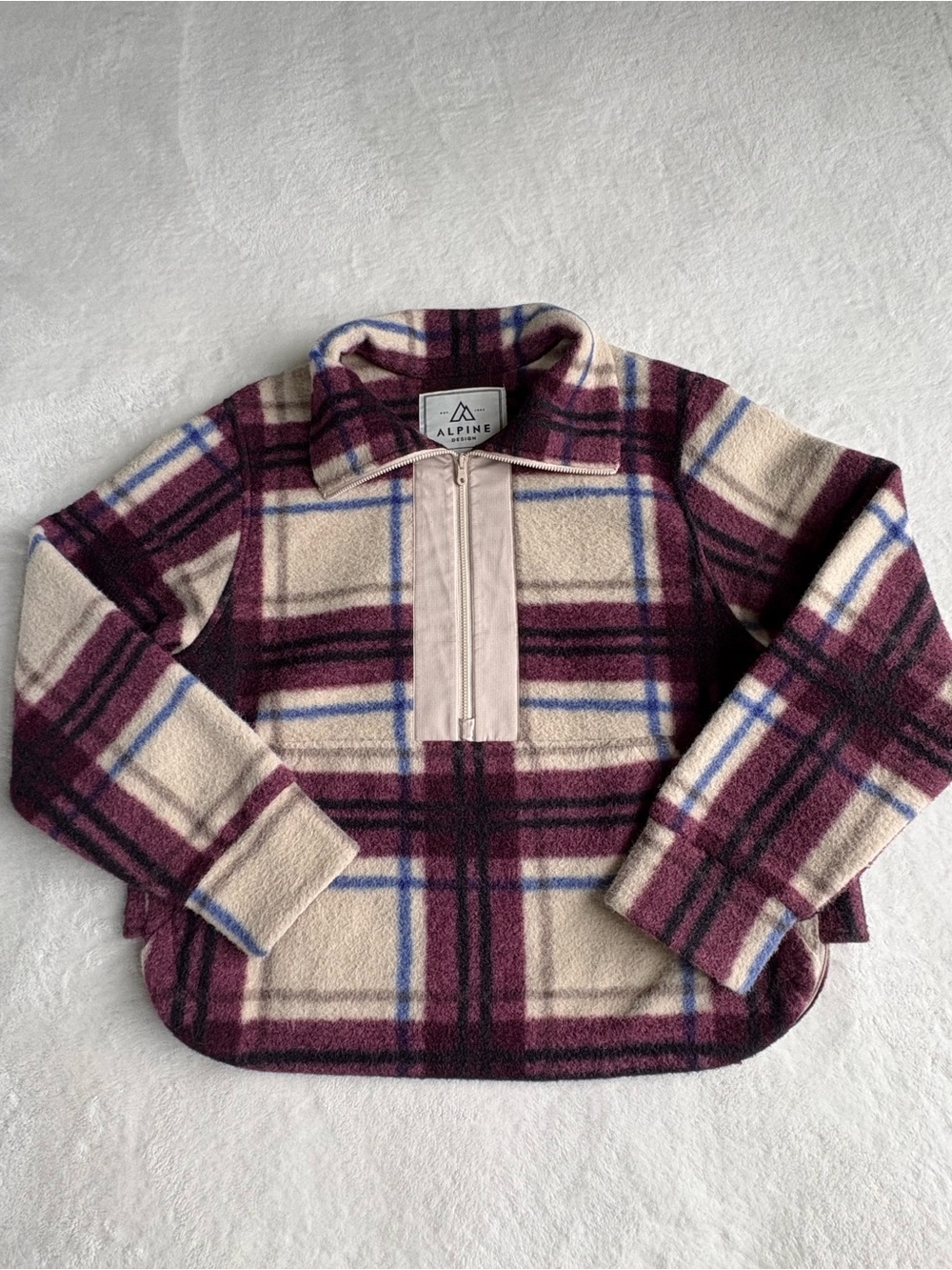 Alpine Design Plaid Wayfarer Fleece 1/4 Zip Pullover Jacket - Size Small